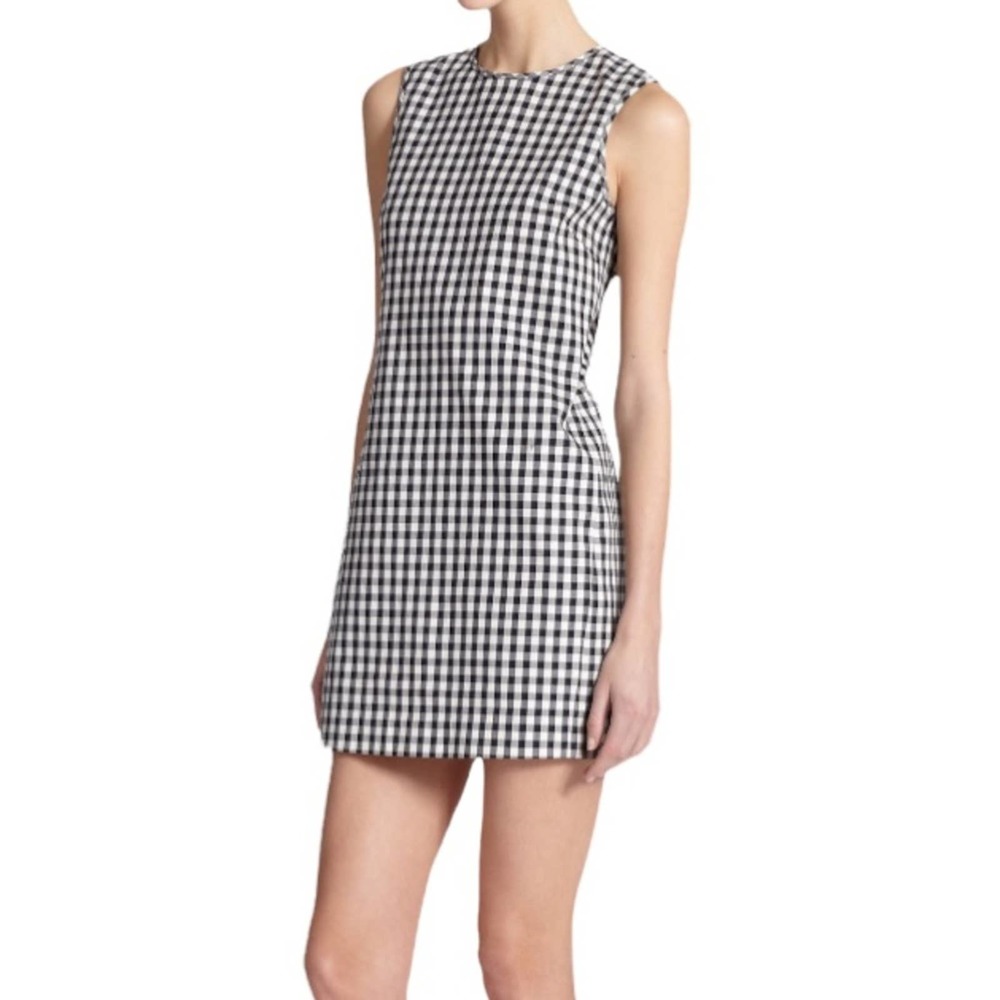 Theory Black and White Gingham Mini Dress